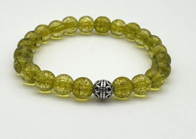 Handmade 8mm Peridot and .925 Silver Bali Bead Healing Bracelet - Image 1 of 4