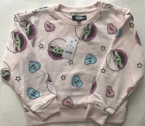 Star Wars Baby Yoda Girl’s Sweatshirt Small 6/6X Valentine NEW - Picture 1 of 1
