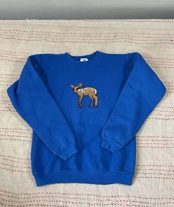 Vintage 1990s Kitsch Cute Deer Animal Crewneck Sweatshirt  - Picture 1 of 8