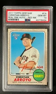 2017 Topps Heritage Christian Arroyo Real One Auto Rookie RC PSA 10 POP: 3 - Picture 1 of 1