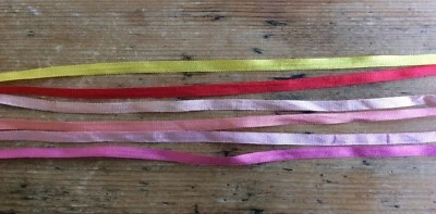 12m Pink Coral Colours Ribbon 100% Japanese Silk 3.5mm Embroidery Vintage Style - Image 1 of 4