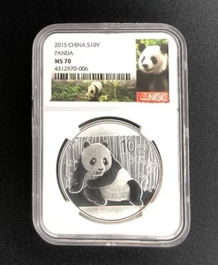 2015 China S10Y Panda NGC MS 70 Silver Coin UNC RARE #006 - Picture 1 of 2