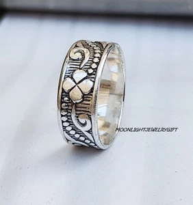 295 Sterling Silver Ring, Silver Ring, Handmade Ring, Boho Ring, Flowe All Size - Picture 1 of 9