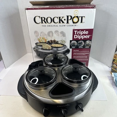 Crock-Pot Triple Dipper Slow Cooker with Travel Cover & Lazy Susan SCRTD300-BS - Image 1 of 4