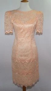 Vestido formal de colección años 80 a la carta de encaje forrado en capas forrado en capas para mujer 5 6 hecho en EE. UU. - Imagen 1 de 10