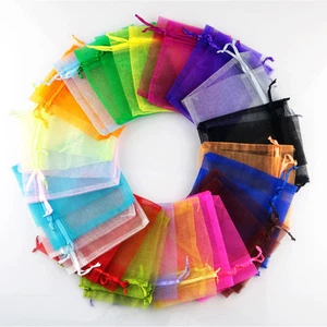 12/ 25/ 50/100pcs Organza Bags Jewllery Gift Pouch Wedding Favor 10x12cm Colour - Picture 1 of 10