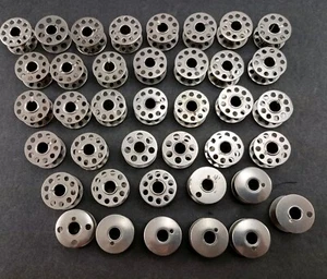 VTG Lot 39 Metal Bobbins Sewing Singer Metal 10 Hole Variety Unbranded - Picture 1 of 13