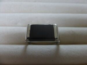 MENS BLACK ONYX RECTANGLE SIGNET RING, STONE 14MM X 10MM STERLING SILVER. SIZE Y