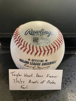 Taylor Ward Dean Kramer Game Used Baseball Angels Orioles MLB auth Hawaiian SGA - Image 1 of 3