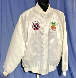 Vintage White Satin Jacket US Army Reserve Command ODC Seniors Support Team XL - Picture 1 of 5