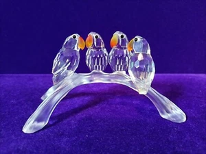 SWAROVSKI Austria , Silver Crystal Figur: Lovebirds, 4 Vögel auf Ast, 199123 - Picture 1 of 6