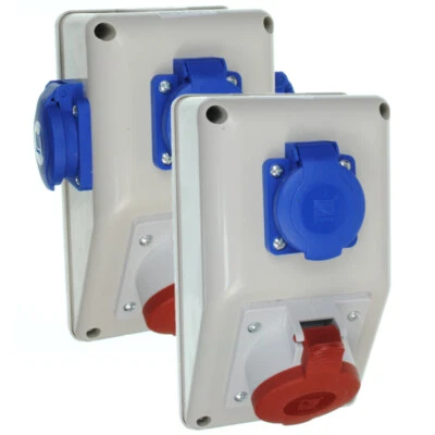 PAWBOL Kombi Wandsteckdose CEE 16A 5P 400V mit 1-3x 230V Steckdosen IP44