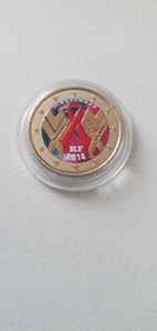 France 2 euros colorisé couleur color Neuf 2014 Lutte contre le Sida - Foto 1 di 2