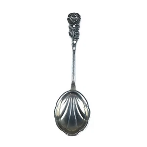 Antiko 800 Silver Sugar Spoon – Hildesheimer Rose Shell Bowl 5 7/8" Germany 24g - Picture 1 of 7