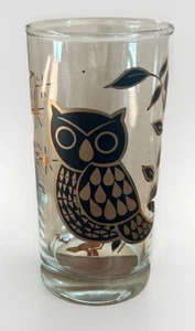 Vintage MCM 22 Karat Gold Owl Bartlett Pokee Signed Highball Drinking Glass - Picture 1 of 3