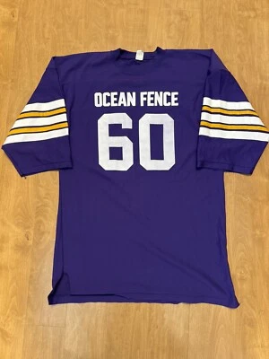 Vintage 80s Football Jersey OCEAN FENCE #60 Purple Sz. XL  - Image 1 of 4