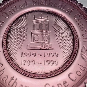 Chatham MA First United Methodist Church Cape Cod Art Glass Pairpoint Cup Plate - Picture 1 of 9