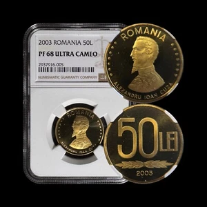 ROMANIA. 2003, 50 Lei - NGC PF68 - Alexandru Ioan Cuza, Domnitor RARE - Picture 1 of 5