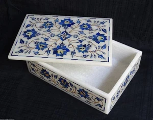 Marble anneau Box Semi Precious Stone handmade lapis pietra dura art work - Picture 1 of 3