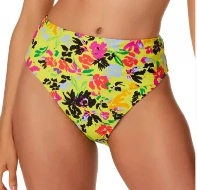 Parte inferior de natación de bikini Bar III AMARILLO floral elegante pierna alta tiro alto talla S precio de venta sugerido por el fabricante $44 Foto 1 de 4