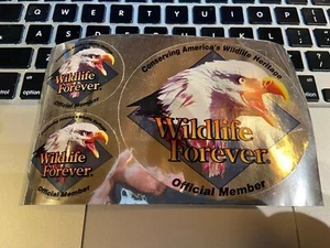 WILDLIFE FOREVER Eagle Silber 2002 Official Member Vintage Natur AUFKLEBER - Bild 1 von 1