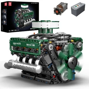 Mould King 10182 V8 Engine Double Turbo Eight Cylinder Green Building Block Toy - Picture 1 of 9