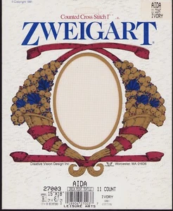 Cross Stitch Zweigart Ivory 11 ct. 15"x18" fabric Needlework Germany Switzerland - Picture 1 of 2