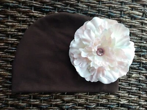 NEW! Adorable Brown & Blush Pink Rose Toddler Girls Hat Warming Cap Size 2-5yrs. - Picture 1 of 5