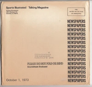 Revista parlante Sports Illustrated 1 de octubre de 1973 hoja de sonido vintage para ciegos - Imagen 1 de 2