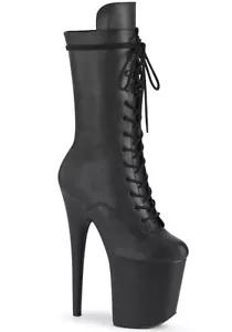 Pleaser FLAMINGO-1050WR 8" Heel, 4" Platform Lace-Up Front Mid Calf Boot - Picture 1 of 2