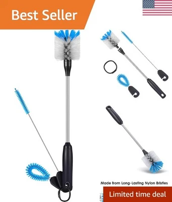 Conjunto de escova de garrafa de água de aço inoxidável 3 em 1 - Perfeito para copos e canudos - Imagem 1 de 4