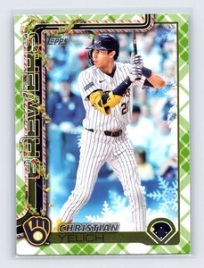 Christian Yelich Milwaukee Brewers 2025 Topps Holiday #H25 Green Holiday Plaid - Picture 1 of 2