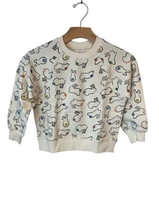 Hanna Andersson Sweatshirt Youth Size 5 Easter Print Crewneck Bunny Long Sleeve - Picture 1 of 7