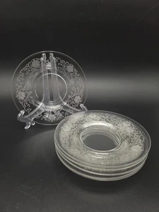Vintage Set of 6 Clear Etched Glass Bread Plates - Picture 1 of 5