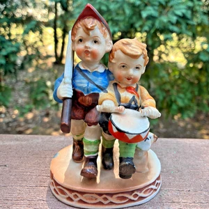 Hummel Style Porcelain Figurine Drummer & Solider Boy Volunter Made In Japan - Picture 1 of 9