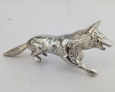 Handmade Solid Brass Silver Finish Fox Design Head Handle For Walking Stick Cane - Image 1 of 4