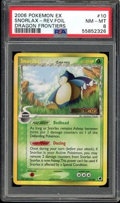 2006 Pokemon Snorlax EX Dragon Frontiers Reverse Holo Rare #10 PSA 8 - Image 1 of 2