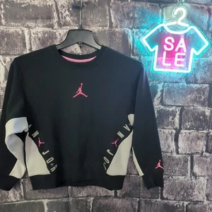 GIRLS JORDAN CREW PULLOVER BLACK-WHITE-PINK US SIZE LARGE (L) NWT!         [LF7] - Picture 1 of 13
