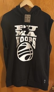 Puma Hoodie Mens Large Black Sleeveless - Picture 1 of 2