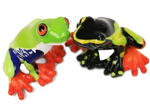 Blaue Hexe Handarbeit Kruzifix Set Frosch grün - handgefertigte Salz & Pfefferstreuer - Bild 1 von 6