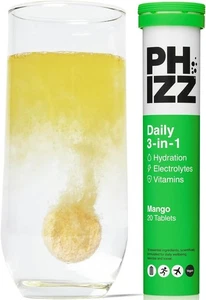 Electrolytes,Multivitamin & Hydration Tablets 20 Effervescent Rehydration Mango - Picture 1 of 9