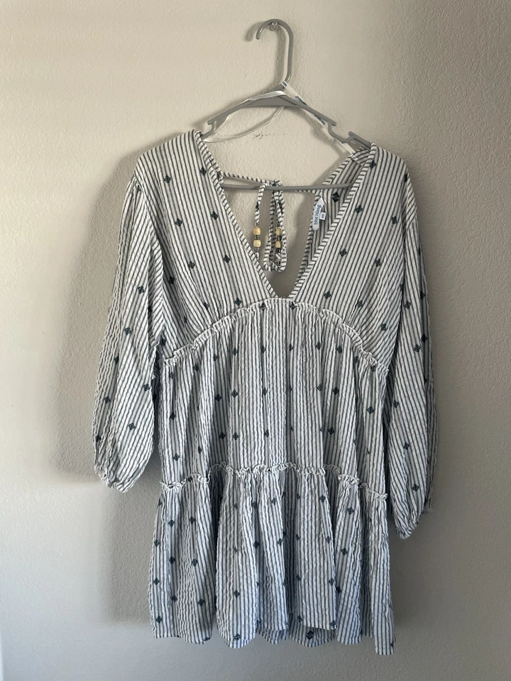 Tiras blancas y azules Blue Island para encubrimiento de playa/natación talla pequeña Foto 1 de 4