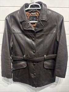 Giacca cappotto donna vintage marrone cioccolato foderato isolato con cintura Thinsulate grande - Foto 1 di 5