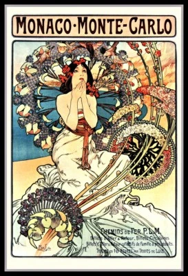  Póster de arte vintage de Alphonse Much Monte Carlo Impresión en lienzo IMÁN DE NEVERA 6x8 Foto 1 de 2