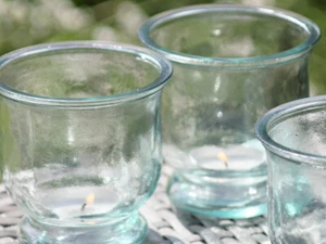 FLOWER VINTAGE MINI HURRICANE GLASS BUD VASE TEA LIGHT HOLDER PARTY CHRISTMAS - Picture 1 of 9