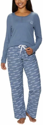 NEW!!! Calvin Klein Womens 2 Piece Fleece Pajama Set (Blue & Size Large) - Image 1 of 4