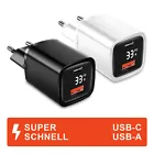 Dual Schnellladegerät mit Display USB-A + USB-C Netzteil 33W Adapter für iPhone