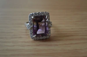 14.40ct Premium Anahi Ametrine / Moissanite Ring Platinum over Fine Silver Sz 7 - Picture 1 of 10