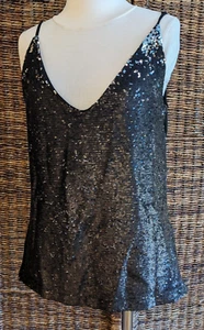 HABITUAL Sequin Cami Tank Top V-Neck, Black, S - Picture 1 of 10