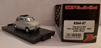 1899. BRUMM R364-07 Fiat 500 Tetto Apribile 1959 Grigo chiaro/ Light grey (open) - Immagine 1 di 4